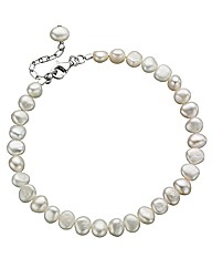 Ladies Pearl & Sterling Silver Bracelet