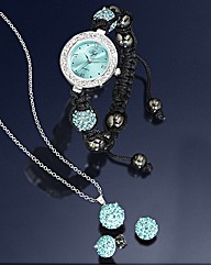 Crystal Watch, Pendant & Earring Set