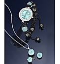 Crystal Watch, Pendant & Earring Set