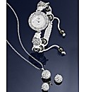 Crystal Watch, Pendant & Earring Set
