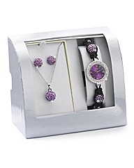 Crystal Watch, Pendant & Earring Set