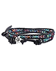 Ladies Wrap Around Leather&Bead Bracelet