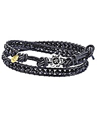 Ladies Wrap Around Leather&Bead Bracelet