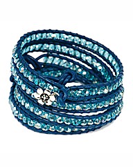 345 Wrap Aqua Crystal Five Wrap Bracelet