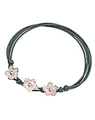 Sterling Silver Leather & Pearl Bracelet