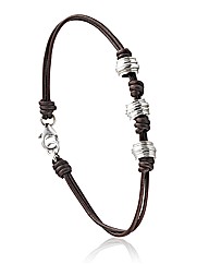 Gents Silver & Leather Bracelet