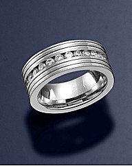 Gents Stainless Steel & CZ Ring