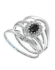 Sterling Silver Sapphire & Diamond Set