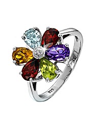 Sterling Silver Multi-Gem Ring