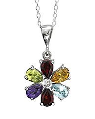 Sterling Silver Multi Gemstone Pendant