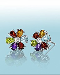 Sterling Silver Multi Gemstone Earrings