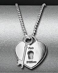 Sterling Silver Key & Heart Pendant