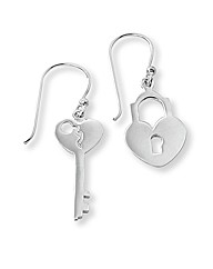 Sterling Silver Lock & Key Earrings