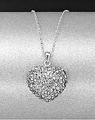 Sterling Silver 3D Crystal Heart Pendant