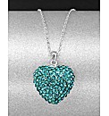 Sterling Silver 3D Crystal Heart Pendant