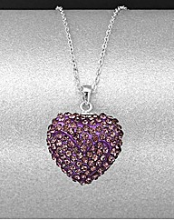 Sterling Silver 3D Crystal Heart Pendant