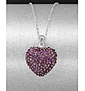 Sterling Silver 3D Crystal Heart Pendant