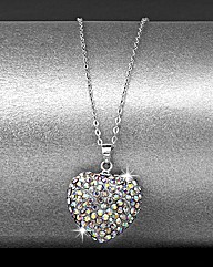 Sterling Silver 3D Crystal Heart Pendant