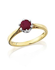 9ct Gold Ruby Solitaire Ring