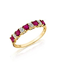 9ct Gold 1ct Ruby & Diamond-Set Ring