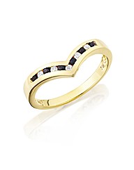 9ct Gold Sapphire Wishbone Ring