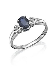 9ct White Gold 1ct Sapphire Ring