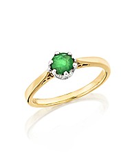 9ct Gold Emerald Solitaire Ring