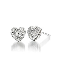 9ct White Gold Diamond-Set Earrings