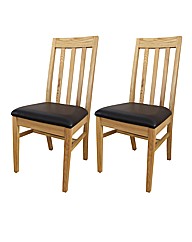 Ashgrove Solid Ash Slat Back Pair of Chr