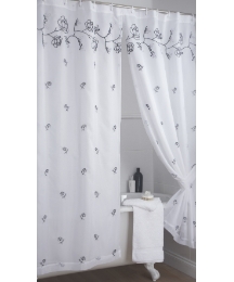 Rose Lined Voile Bath Curtain