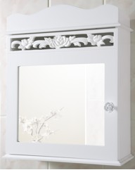 Rose Carved Mirrored Bathroom Cabinet