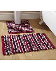 Chenille Stripe Bath Mat Set