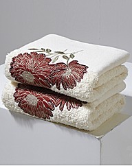 Pair of Floral Bloom Hand Towels by CL