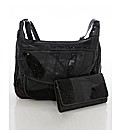 Leather Snakeskin Effect Bag with Purse