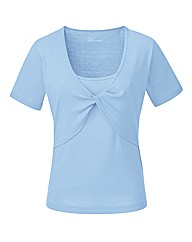 Pale Blue Twist Front T-Shirt
