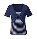 Navy Stripe Twist Front T-Shirt