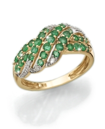 9ct Gold Emerald & Diamond Pave Ring