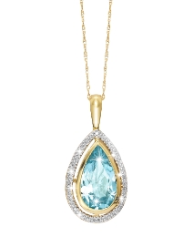 9ct Gold Blue Topaz &Diamond-Set Pendant
