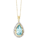 9ct Gold Blue Topaz &Diamond-Set Pendant