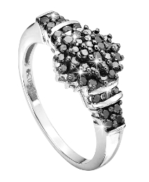 9ct Gold Black Diamond Cluster Ring