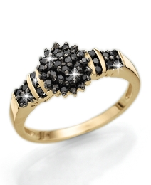 9ct Gold Black Diamond Cluster Ring