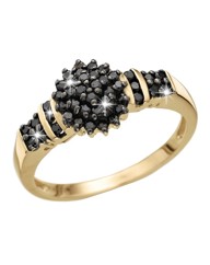 9ct Gold Black Diamond Cluster Ring