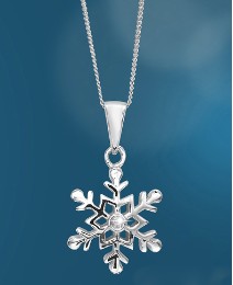 9ct White Gold Snowflake Necklace