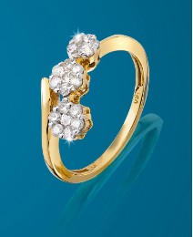 9ct Gold 1/4 Carat Diamond Trilogy Ring