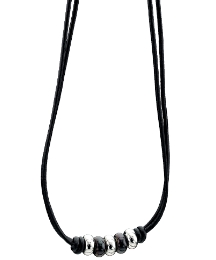 Fred Bennett Leather Beaded Necklace