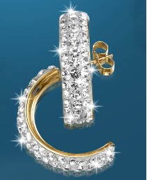 9ct Gold Crystal-Set Half-Hoop Earrings