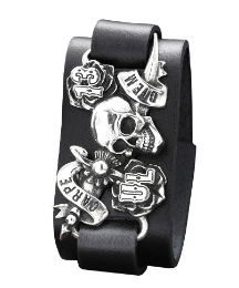 Gents 'Carpe Diem' Leather Cuff Bracelet