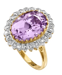 9 Carat Gold Amethyst & Diamond-Set Ring