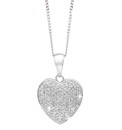 9ct White Gold Diamond-Set Heart Pendant