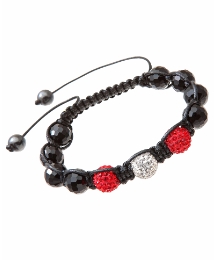 Red & White Crystal Bead Bracelet